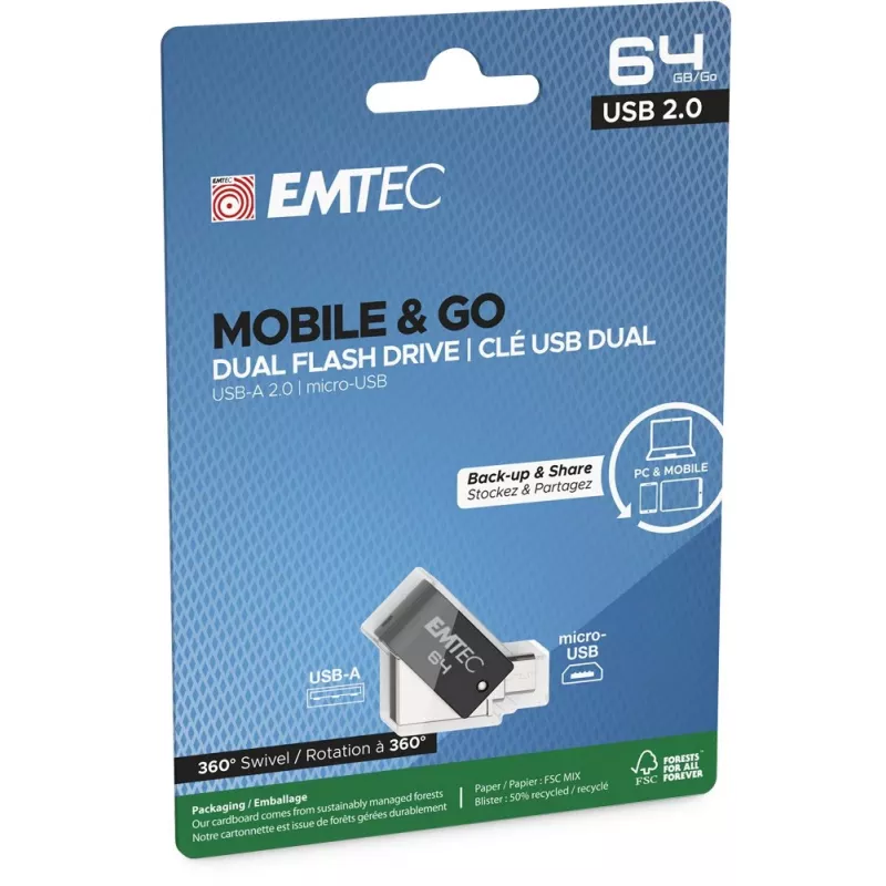 Pen drive USB Emtec 64 GB USB Type-A Micro-USB T260B