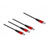 Cabo de carregamento USB DeLOCK 3 em 1 USB Type-C para 3 x USB Type-C 1 m preto/vermelho