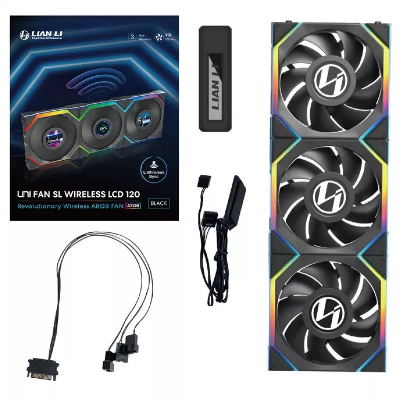 Lian Li UNI FAN SL Wireless LCD 120 preto 3 unid.