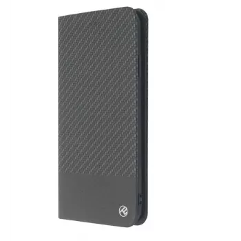 Capa tipo livro Tellur para iPhone XS Max – acabamento em carbono preto, estilo carteira folio