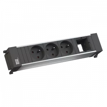 Régua de tomadas Bachmann 916.0621 — unidade de 4 tomadas com 3x UTE e 1x módulo personalizado