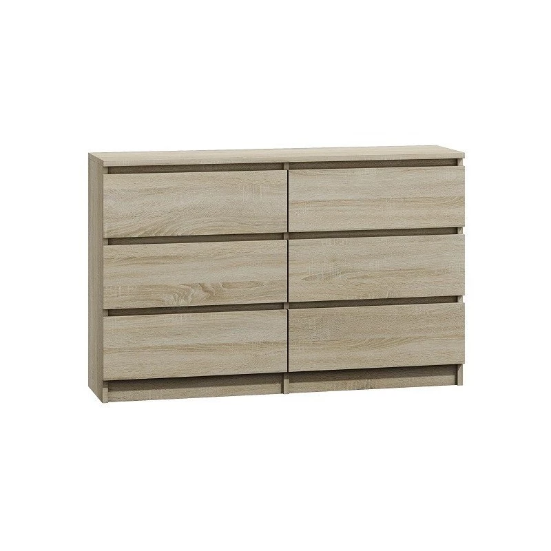 Cómoda Top e Shop M6 120 SON 2x3, carvalho, 6 gavetas, 1200×300×770 mm