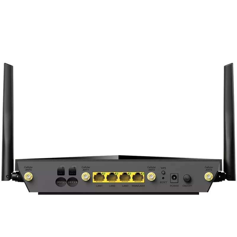 Router WiFi de mesa Cudy P5 — Dualband Wi‑Fi 6, 5G Sub6, Dual NanoSIM, Gigabit Ethernet, 6 antenas removíveis, 256 MB RAM