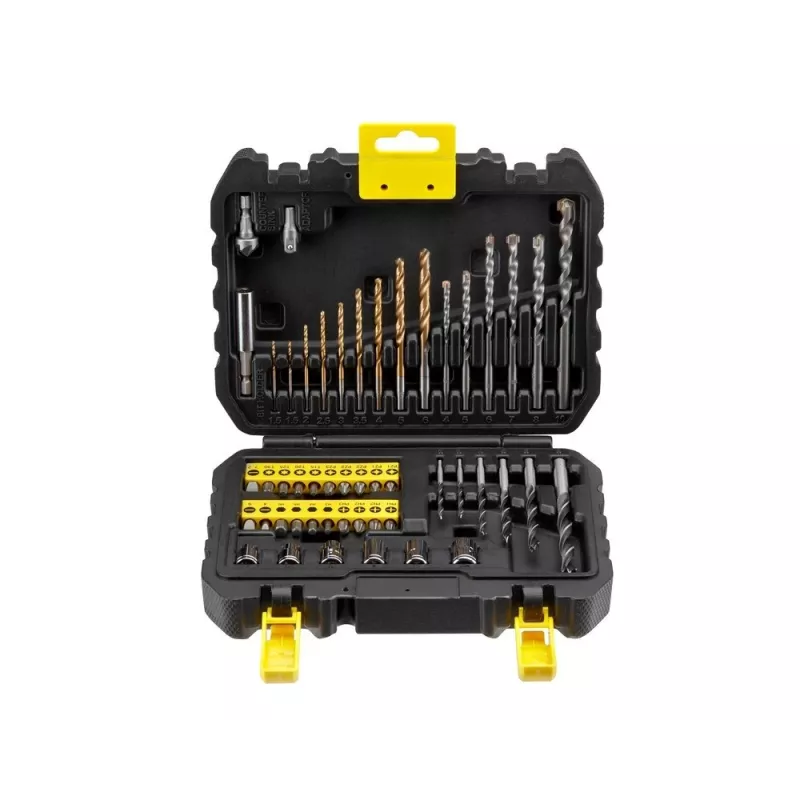 Conjunto de ferramentas manuais STANLEY STA88546 — conjunto universal de 50 peças com brocas e ferramentas de oficina com mala, adequado para madeira