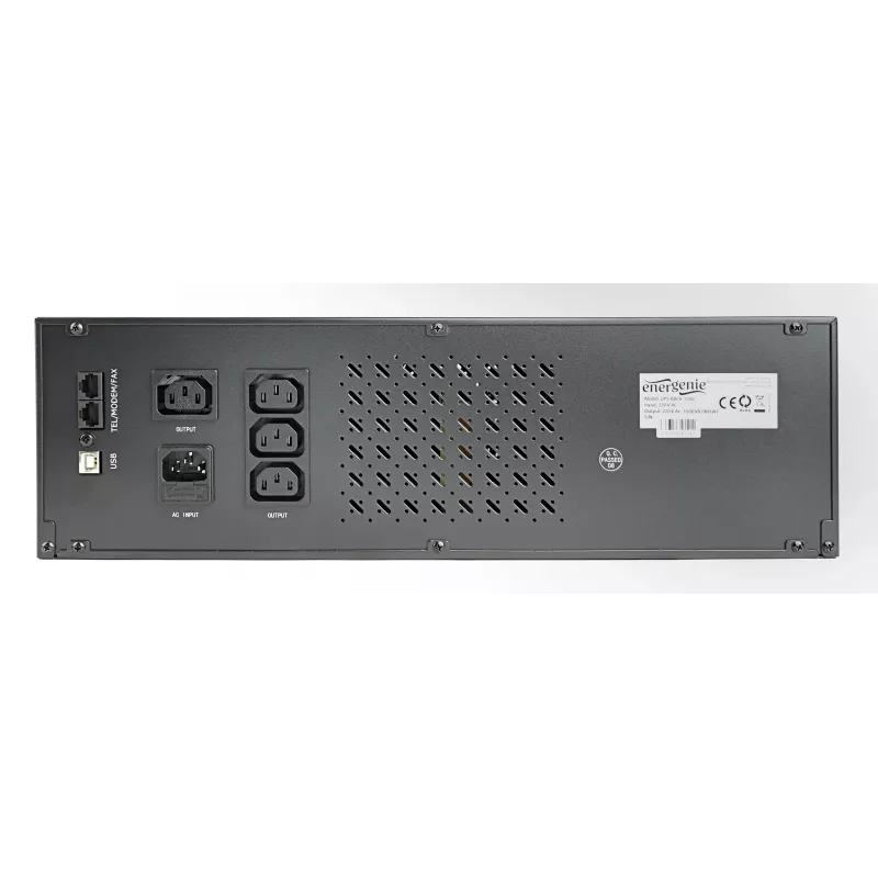 Gembird - UPS Rack 19'' 3,4U 1500VA, 4 saídas IEC 230V, entrada IEC14, RJ11, USB, LCD Line-Interactive 1,5 kVA 900 W 4 tomadas