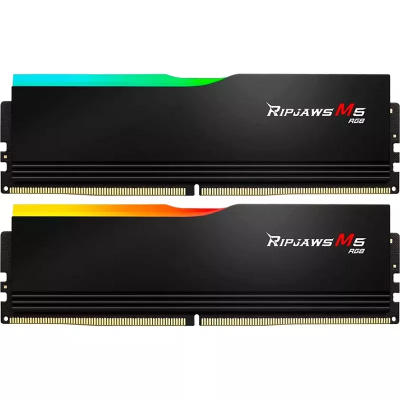DIMM 64 GB DDR5-6000 (2x 32 GB) kit duplo, memória RAM preta, F5-6000J3238G32GX2-RM5RK, Ripjaws M5 RGB, INTEL XMP