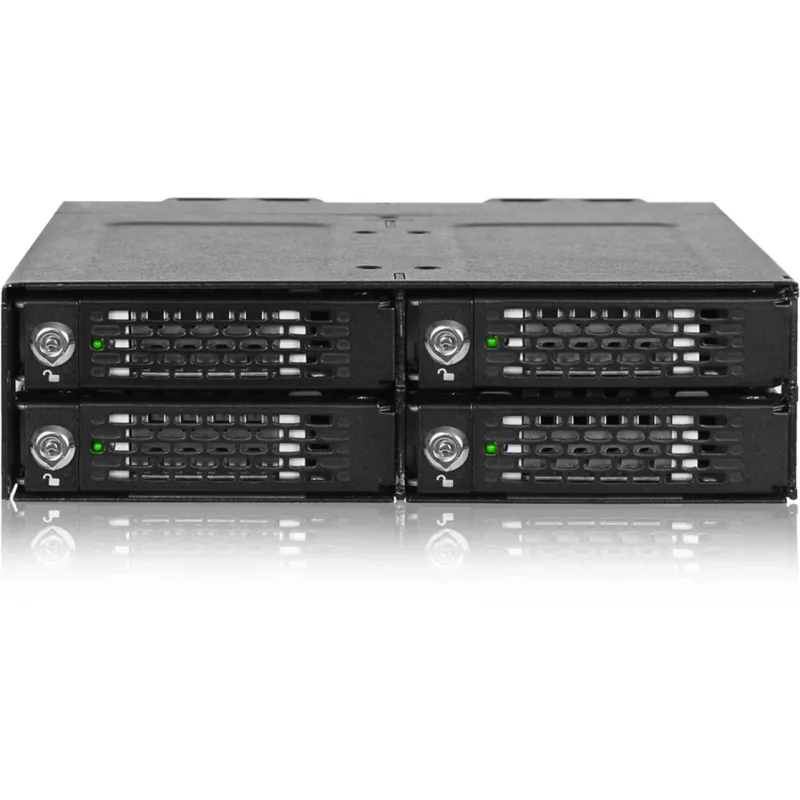 ICY DOCK - ToughArmor MB720MK-B V3 - 4x PCIe 4.0 M.2 NVMe para 4x OCuLink em 1x baía de 5,25 moldura móvel metal preto com fecho de chave (compatível com Tri-Mode)
