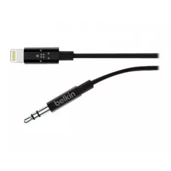 Cabo Belkin Lightning para jack de auscultadores - Lightning macho para ficha mini jack estéreo macho - 91,4 cm - Preto - para Apple iPhone (Lig