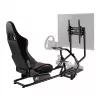 Cadeira gaming NanoRS RS160, suporte para simulador de corrida 3-em-1, para PC, consolas, jogadores, revestimento em pele sintética, suporte para volante, suporte de TV até 50 polegadas, VESA máx. 400x400