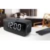 Rádio-despertador Muse M-192 CR — relógio digital, sintonizador FM, ecrã LED de 1,8 polegadas, madeira preta, AC 100–240V, backup AAA