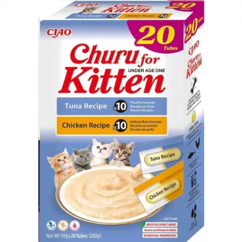 Guloseimas de alimento húmido para gatos INABA Kitten frango e atum 20 x 14 g — guloseima para gatinhos