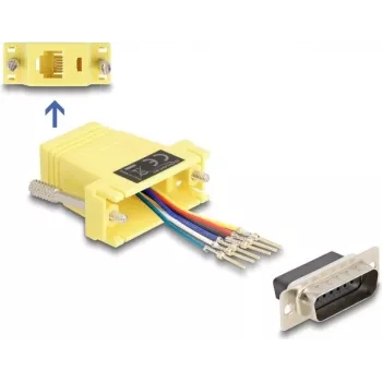 DELOCK D-Sub 15 pinos macho para RJ12 fêmea kit de montagem, amarelo