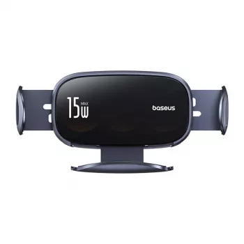 Suporte de telemóvel para automóvel Baseus LightChaser BS-CM029 com carregamento sem fios de 15 W para grelhas de ventilação, preto