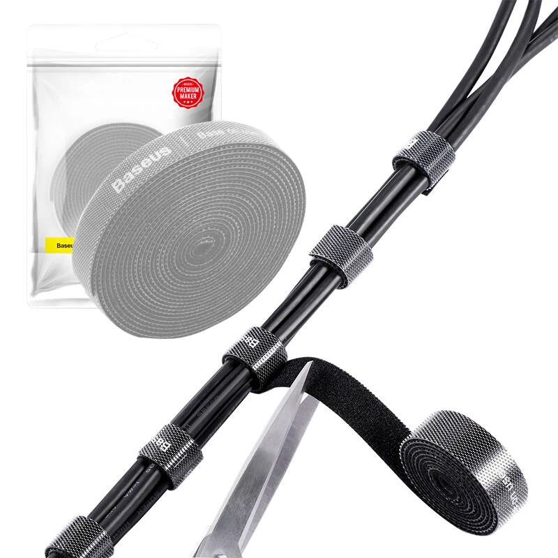 Acessório para cabo Baseus ACMGT-F0G — fita de velcro, 3 m de comprimento, cinzento