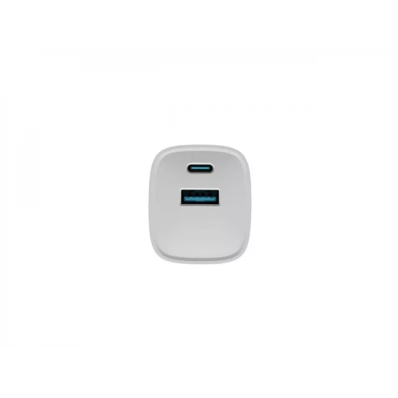 Carregador com fio para dispositivos móveis NATEC NUC-2140, 30W, USB-C PD 3.0 + USB-A, Samsung AFC, branco