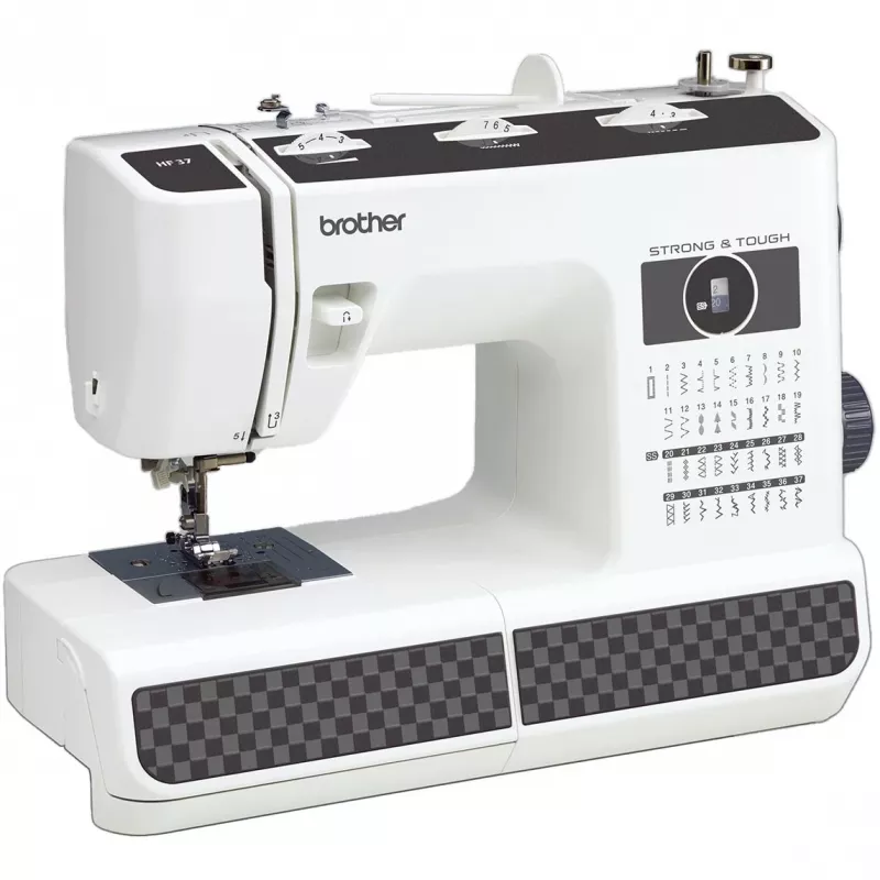 Máquina de costura eletromecânica semiautomática Brother HF37 branca