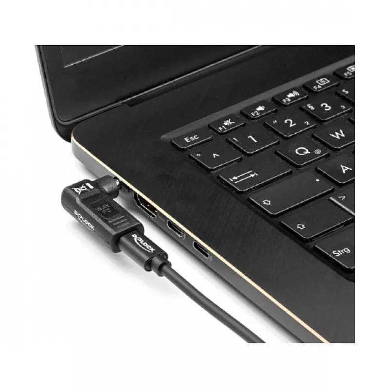 Adaptador DeLOCK conector fêmea USB Type-C para conector macho Dell 7,4 x 5,0 mm 90° angular