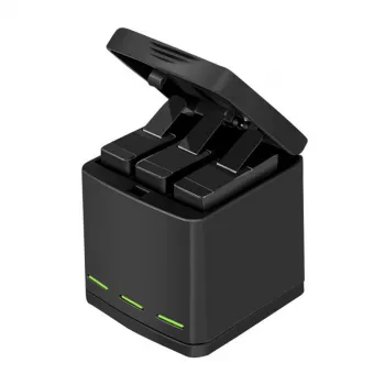 Carregador de três canais Telesin GP-BNC-801 para GoPro Hero5/6/7/8 com compartimento de carregamento para 2 baterias
