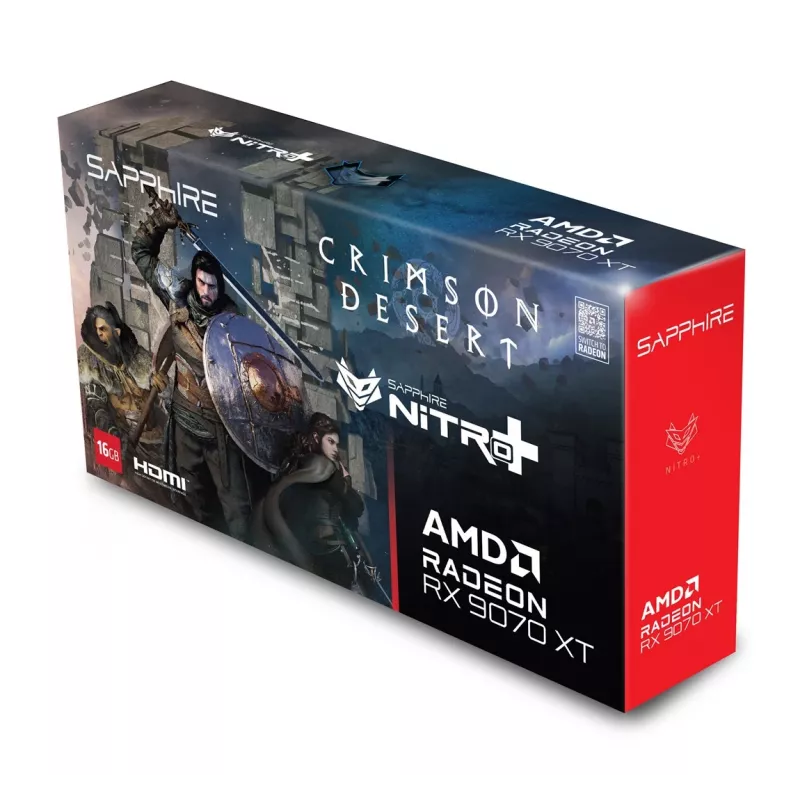 Placa gráfica Sapphire NITRO+ Radeon RX 9070 XT OC Crimson Desert Edition — 16 GB GDDR6, 256 bits, PCIe 5.0
