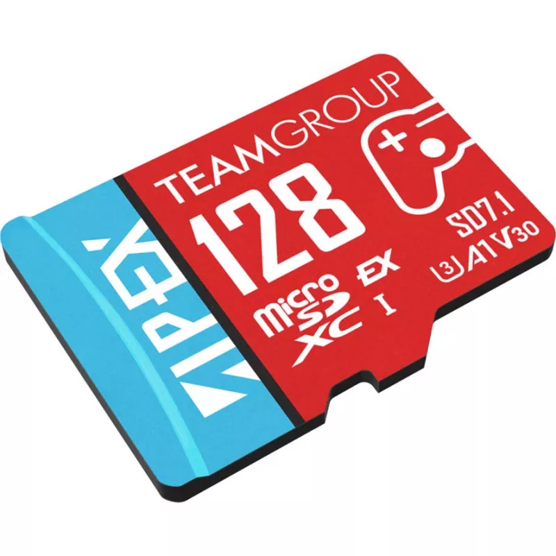 Cartão microSDXC Team Group APEX SD7.1 128 GB (MicroSD Express, vermelho/azul)