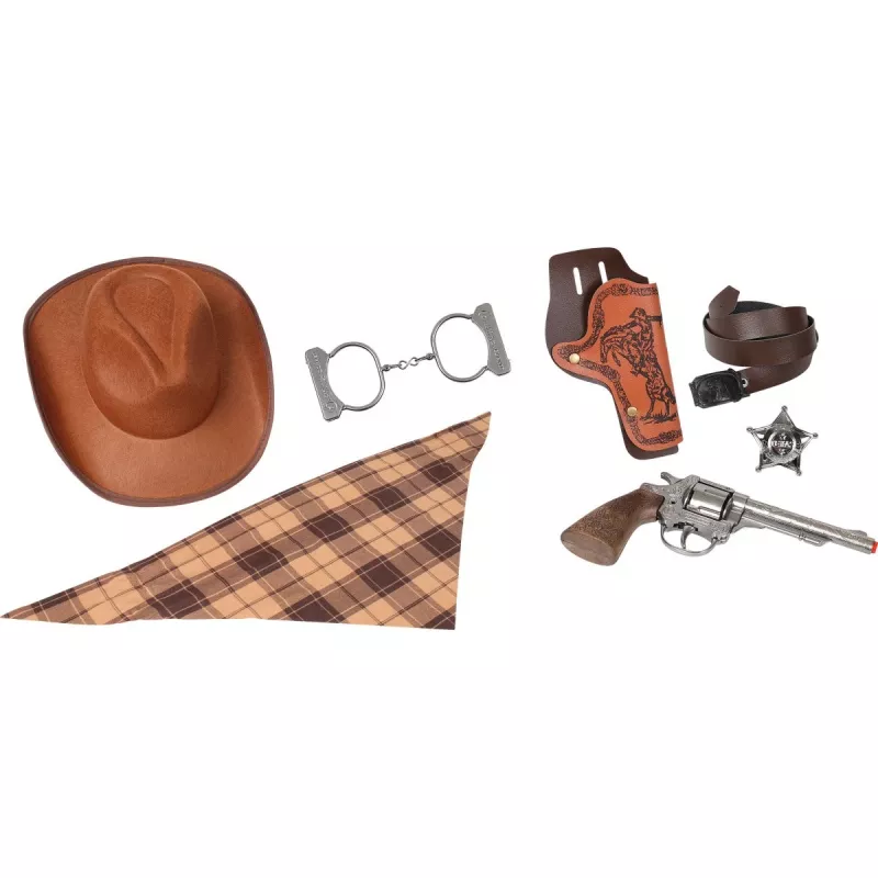 Conjunto cowboy de brinquedo Pulio modelo 155880/0 com chapéu — acessório Gonher