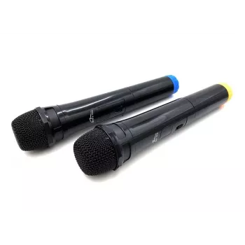 Microfone de karaoke MEDIA-TECH MT395 Accent Pro — com fios, preto, interruptor on/off, alcance máx. 20 m, pack de 2