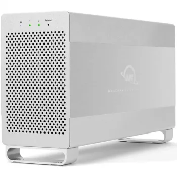 OWC Mercury Elite Pro Dual branco – caixa externa para 2 discos SATA de 3,5 polegadas, RAID 0/1/SPAN, USB Type-B