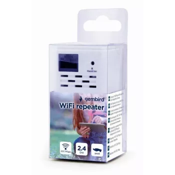 Repetidor de rede Gembird WNP-RP300-03, 300 Mbit/s, 2,4 GHz, antena interna 3 dBi, 1x RJ-45