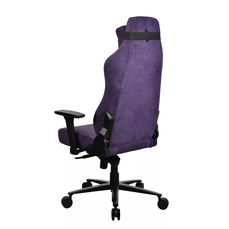 Cadeira gaming Arozzi Vernazza SoftFabric roxa — design ergonómico, braços e altura ajustáveis