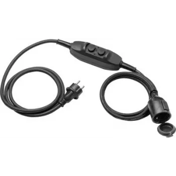 Cabo de extensão AS Schwabe 45222 com interruptor diferencial, 1,5 m de comprimento, ficha e conector fêmea com contacto de proteção