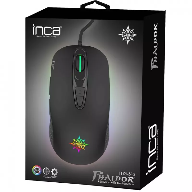 Rato gaming INCA IMG-348 3200 DPI. RGB. 7 botões. USB. SW retalho