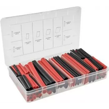 Conjunto de termorretrátil ChiliTec 142 peças adesivo preto/vermelho taxa de retração 3:1 (22907)