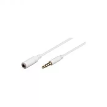 Wentronic Goobay cabo de extensão jack 3,5 mm, branco, 5 m – ficha jack 3,5 mm (4 pinos, estéreo) > conector fêmea jack 3,5 mm (4 pinos, estéreo) (62364)