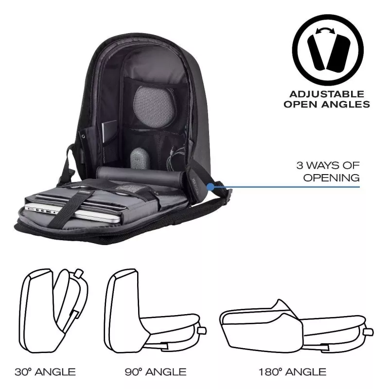 XD Design Bobby Hero Small P705.701 mochila antirroubo, portátil de 13,3 polegadas, tablet de 12,9 polegadas, 10,5 l, PET, preta