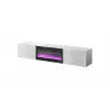 Móvel de TV Cama Meble SLIDE 200K com lareira elétrica 200x40x37 cm branco brilhante