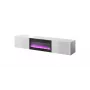 Móvel de TV Cama Meble SLIDE 200K com lareira elétrica 200x40x37 cm branco brilhante