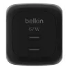Carregador rápido AC de interior Belkin WCH020kqBK, 2× USB-C, compatibilidade universal, proteção de corrente, preto