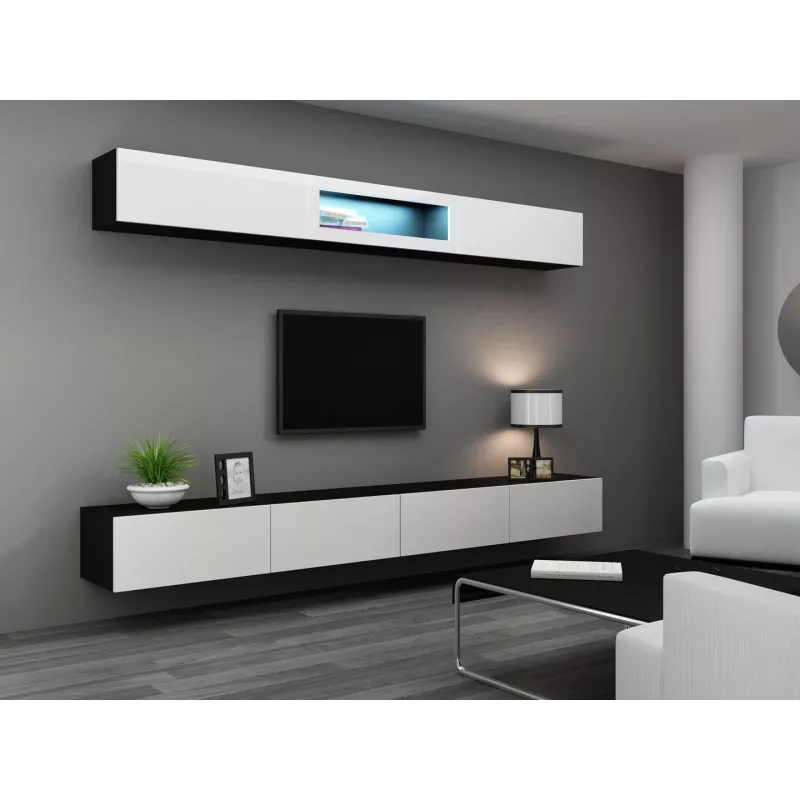 Cama conjunto de armários de sala VIGO 12 preto/branco brilhante