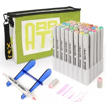 Marcadores de dupla ponta Arrtx LC302628 – conjunto com 40 cores pastel, marcadores de ponta dupla