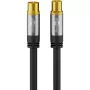 Goobay Cabo de antena de TV (tipo 135 dB), com 4 camadas de blindagem, 10 m, preto – banhado a ouro, ficha fêmea coaxial > ficha macho coaxial (70389)