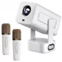 EXTRALINK SMART projetor CINEMA&KARAOKE IMS360 1920X1080P ANDROID 13 projetor para filmes, jogos e música COM 2 MICROFONES branco 300 lúmenes LCD