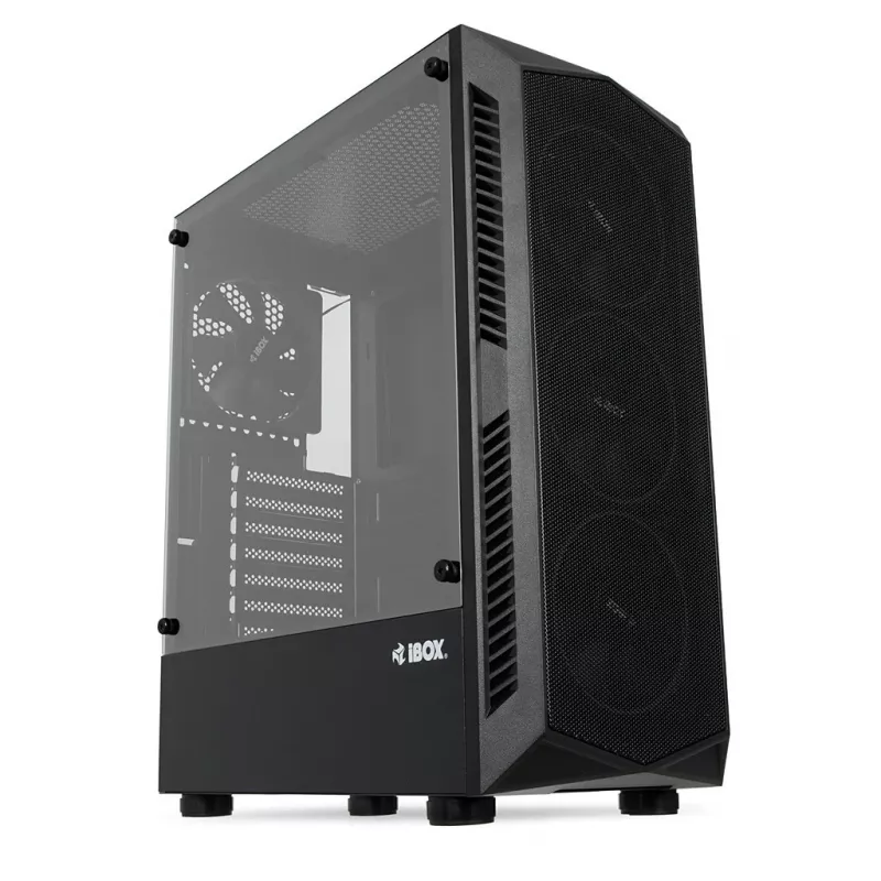 Caixa de PC IBOX LUPUS 27 Midi Tower ATX, vidro temperado, RGB, 455×200×380 mm, suporta ATX, GPU até 32 cm