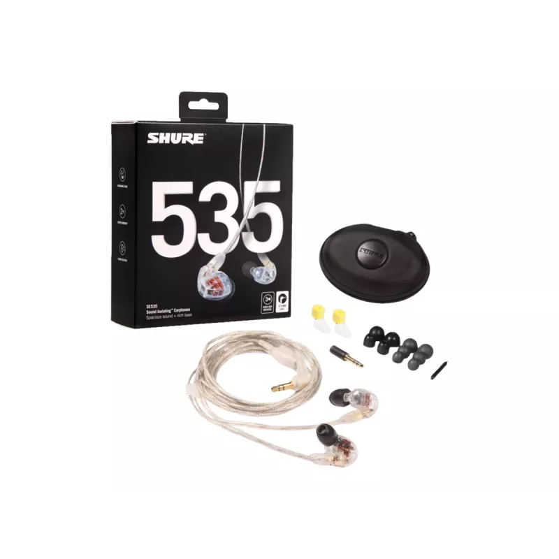 Shure SE535 headset com fios in-ear palco/estúdio transparente