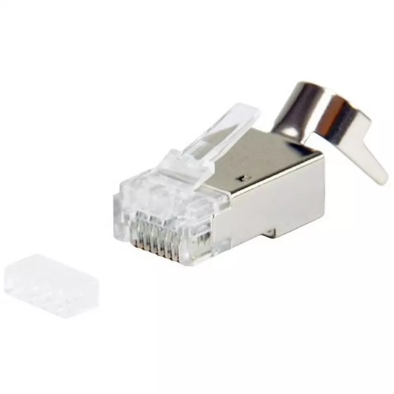 Ficha RJ45 blindada EQUIP Cat 8.1, ficha, prateado, 50 unid., 11,7×22,5 mm, 3,7 g