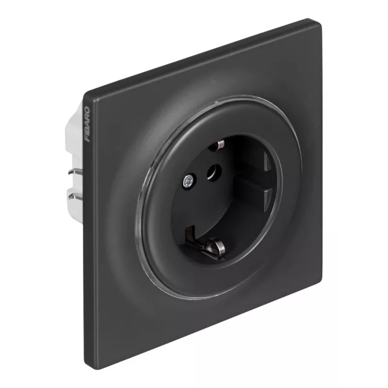 Tomada elétrica tipo F Fibaro FGWOF-011-8, 1 tomada, 110–230 V, 50/60 Hz, preto