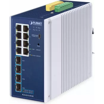 Switch gerido PLANET IP30 Industrial L2/L4 8 portas Gigabit Ethernet