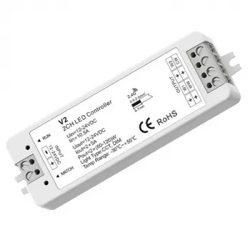 Recetor controlador V2 12-24V, 2x5A