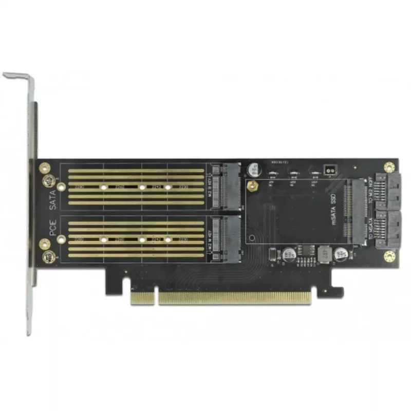 DeLOCK - Controlador de memória - mSATA, M.2 - M.2 Card / mSATA Low-Profile - SATA 6Gb/s, PCIe 4,0 x16 (90486)