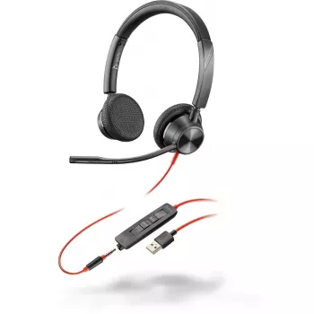 Headset HP POLY 3325 com fios arco de cabeça para chamadas e música, supra-aural, 20–20000 Hz, 130 g, USB Type-A, preto