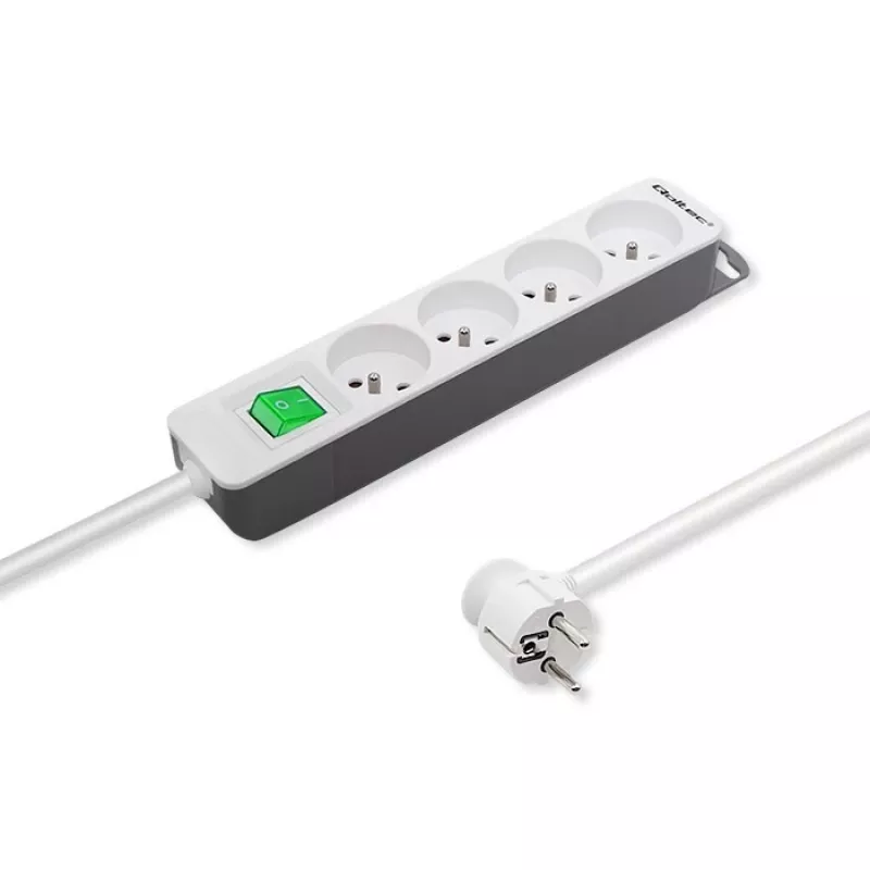 Extensão de energia Qoltec 50288 1,8 m 4 tomadas AC Interior Branco